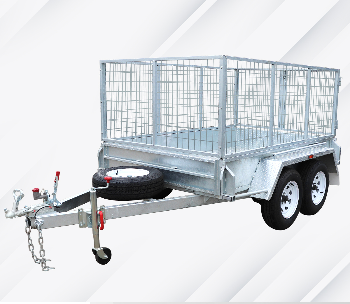 10x5 Tandem Axle Galvanised Trailer with 3 Ft Cage For Sale in Brisbane