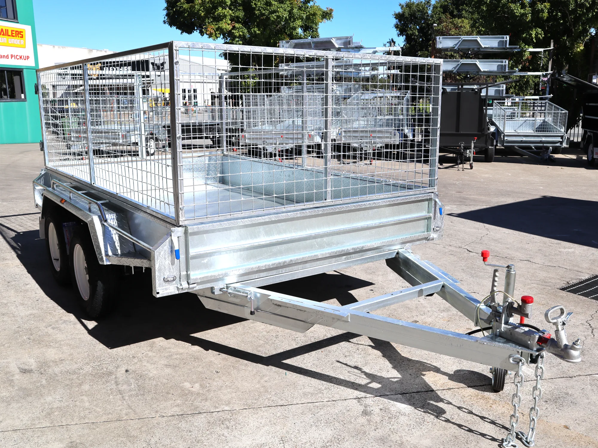 10x6 Galvanised Cage Trailer For Sale with 3ft Cage, Full Checker Plate