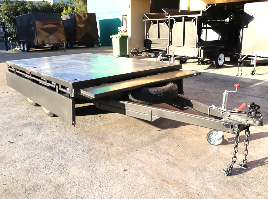 10x6 Heavy Duty Tandem Axle Flat Top Trailer with Drop Sides For Sale