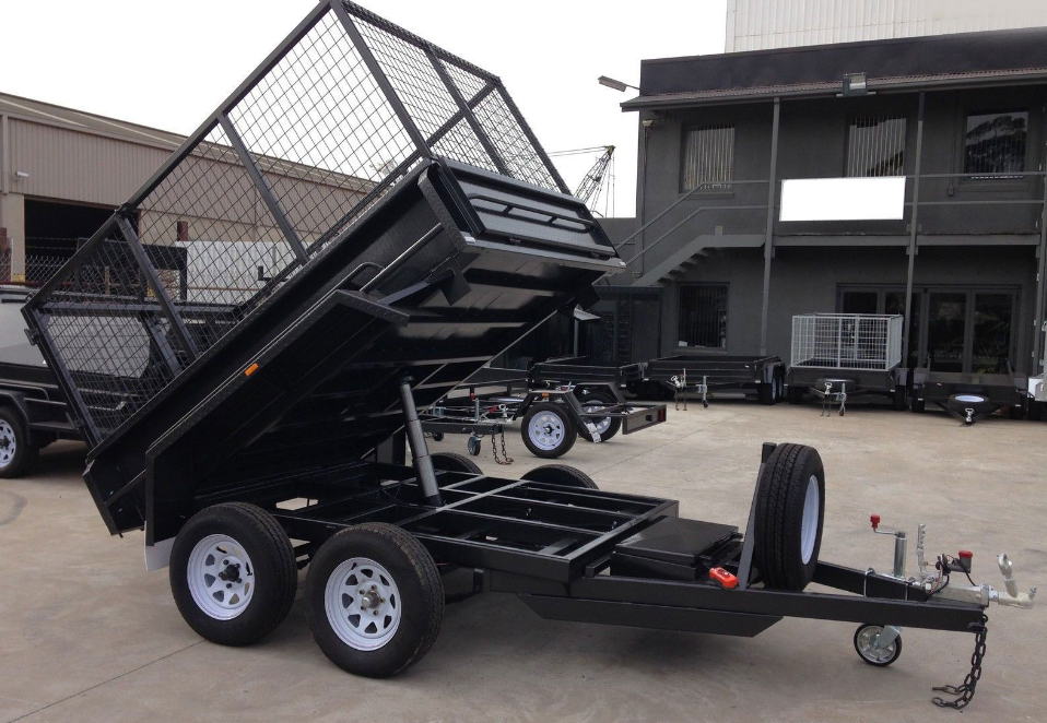8x5 Cage Tipper Trailer with Ramps 3ft Cage Ramps Full Checker Plate