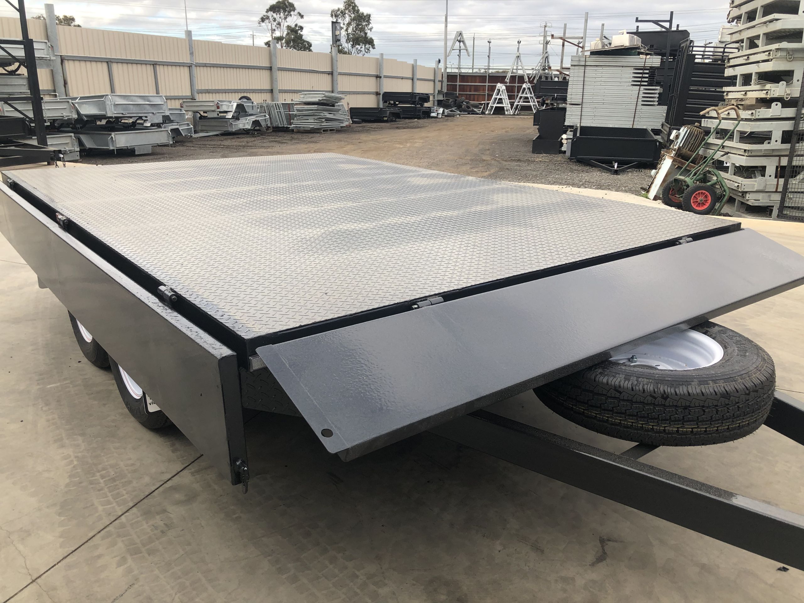 10x6 Heavy Duty Tandem Axle Flat Top Trailer with Drop Sides For Sale — image 18