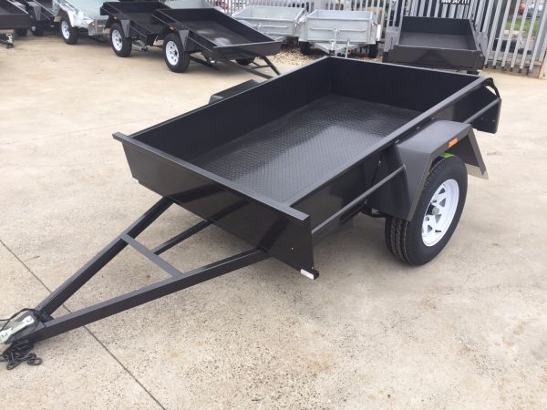 6x4 Medium Duty Checker Plate Floor Box Trailer For Sale Brisbane