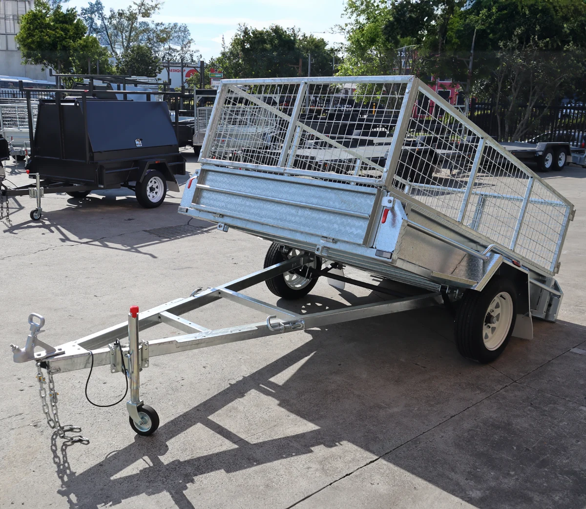 8x5 Galvanised 2ft Cage Trailer with Full Checker Plate and Tilt Function for Sale