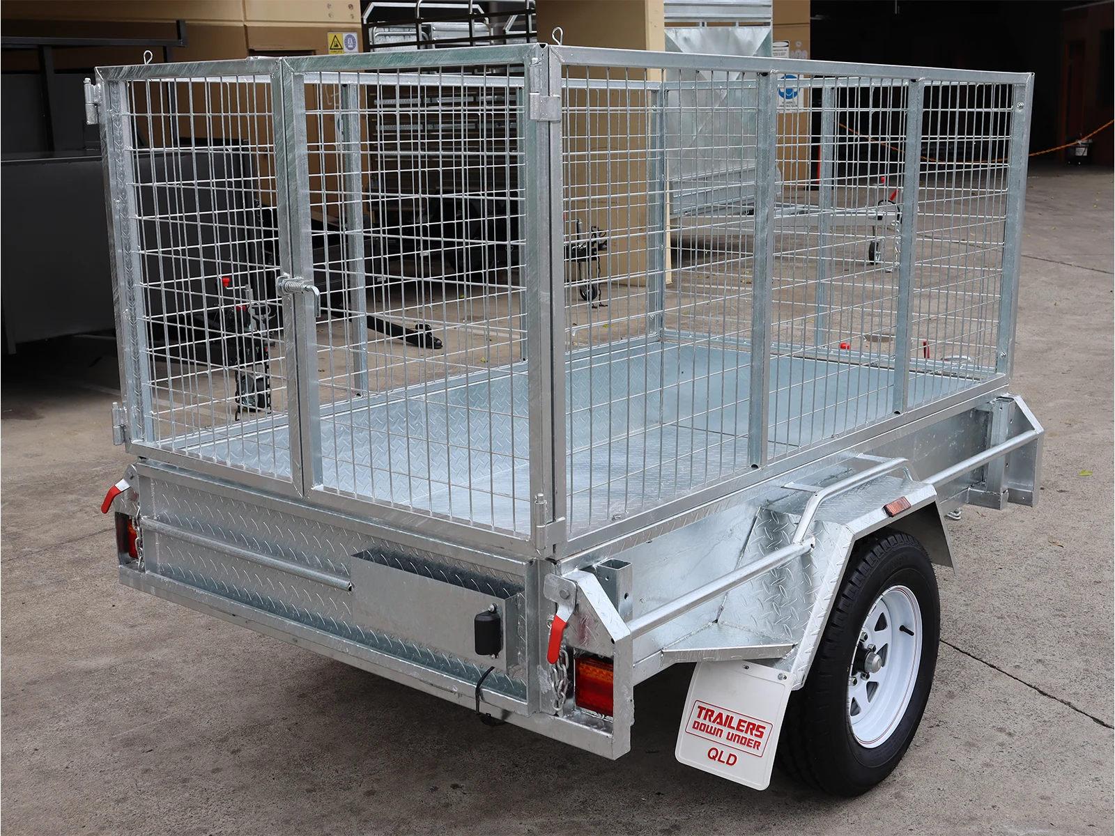 7x4 Heavy Duty Single Axle Galvanised Trailer with 3 Ft Cage for Sale in Brisbane