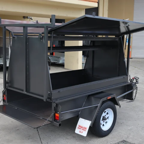 7x4 Single Axle Heavy Duty 900mm Tradesman Builder Trailer 1250 KG ATM - Full Racks | Internal Shelf — image 2