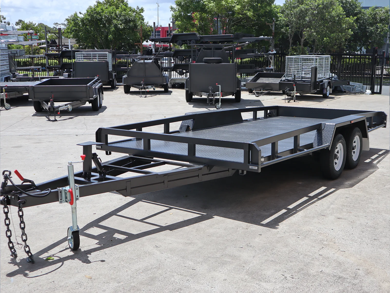 16x6'6" Tandem Car Carrier | Car trailer for Sale in Brisbane | Open Rail - RHS Sides | 7FT Long Ramps