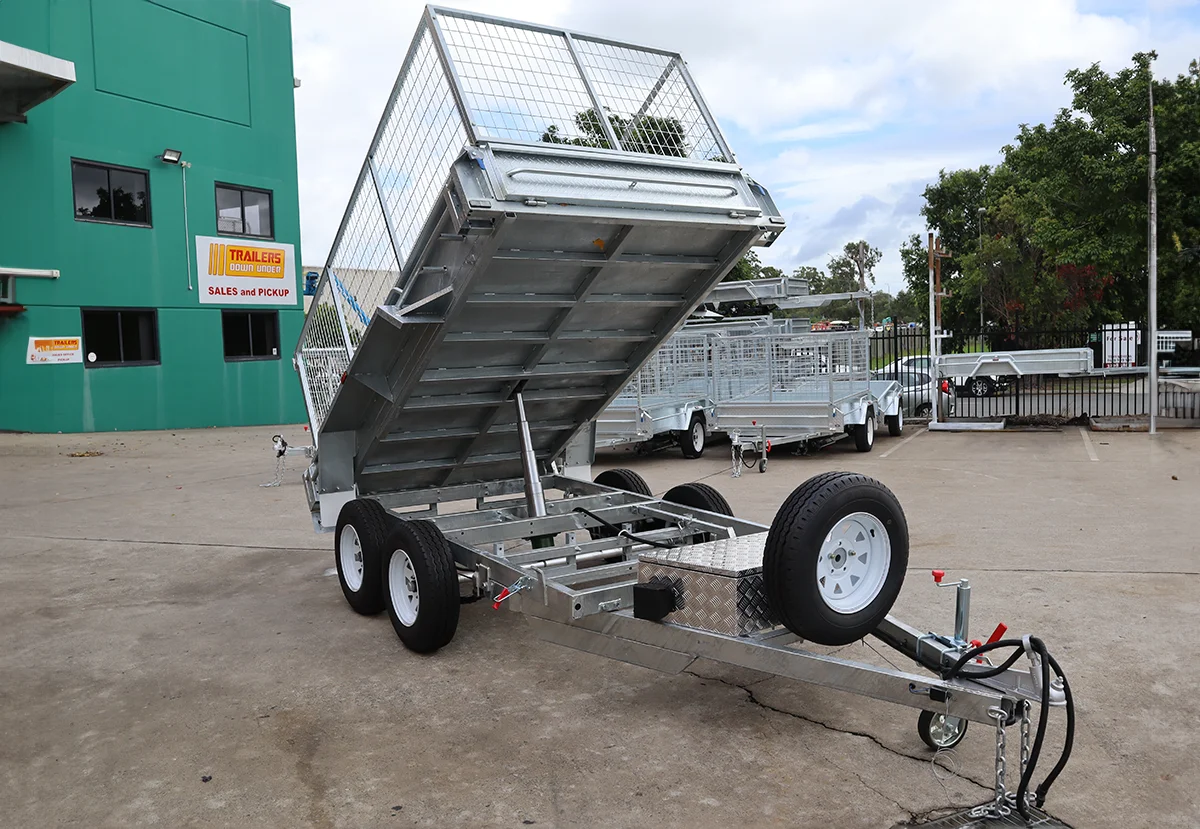 10x5 Galvanised Hydraulic Tipper Trailer for Sale in Brisbane | 3.5 Tonne | 3ft Cage | Rocker Roller Suspension