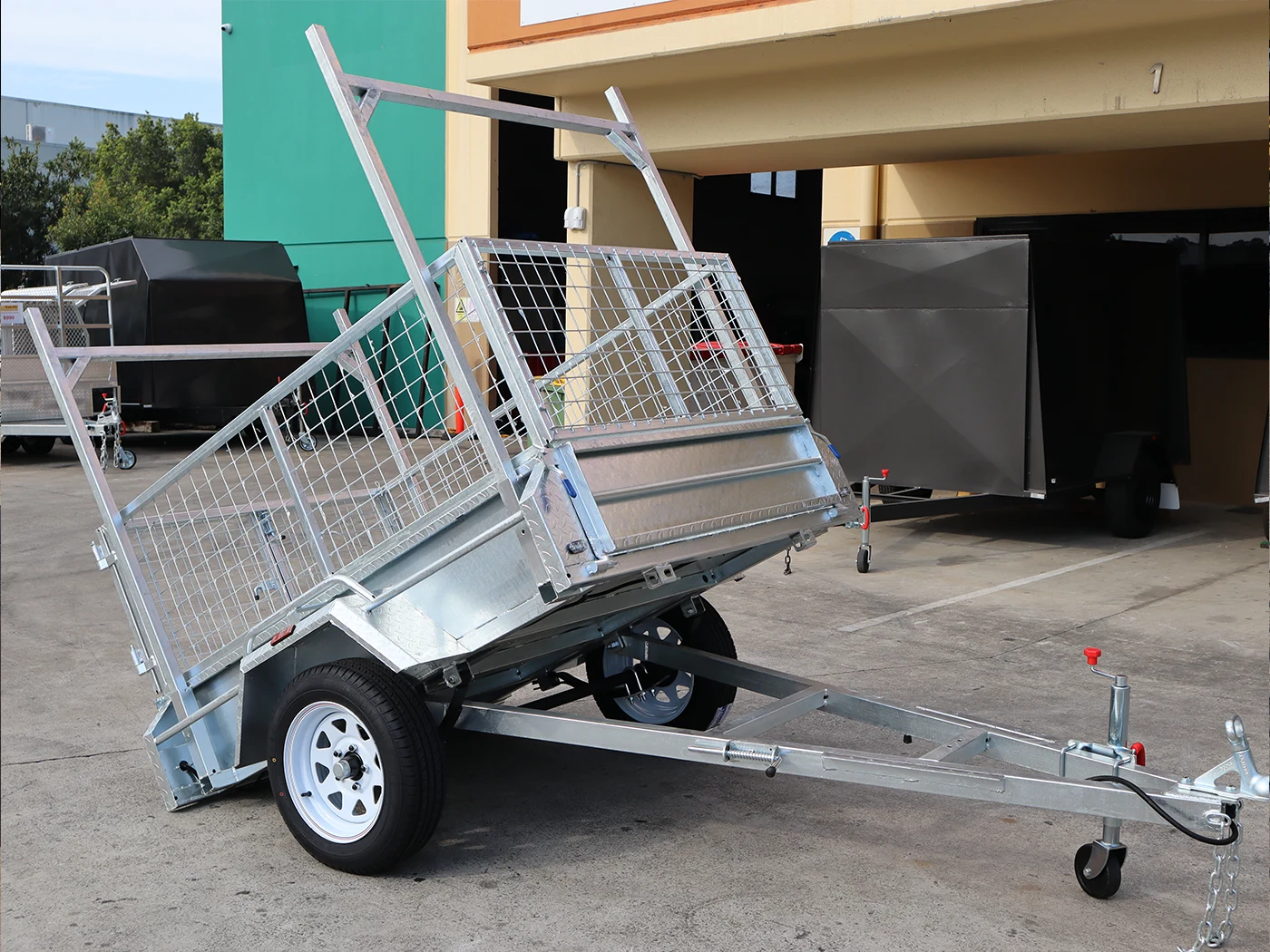 6x4 Galvanised 2ft Cage Trailer for Sale with Ladder Racks and Tilt Function — image 4