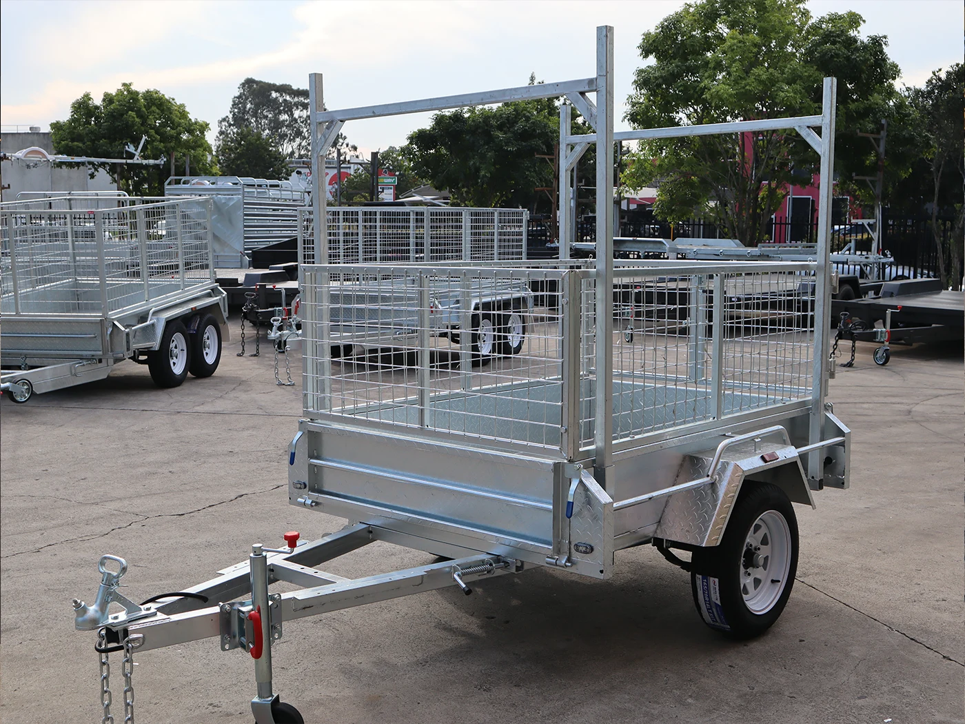 6x4 Galvanised 2ft Cage Trailer for Sale with Ladder Racks and Tilt Function
