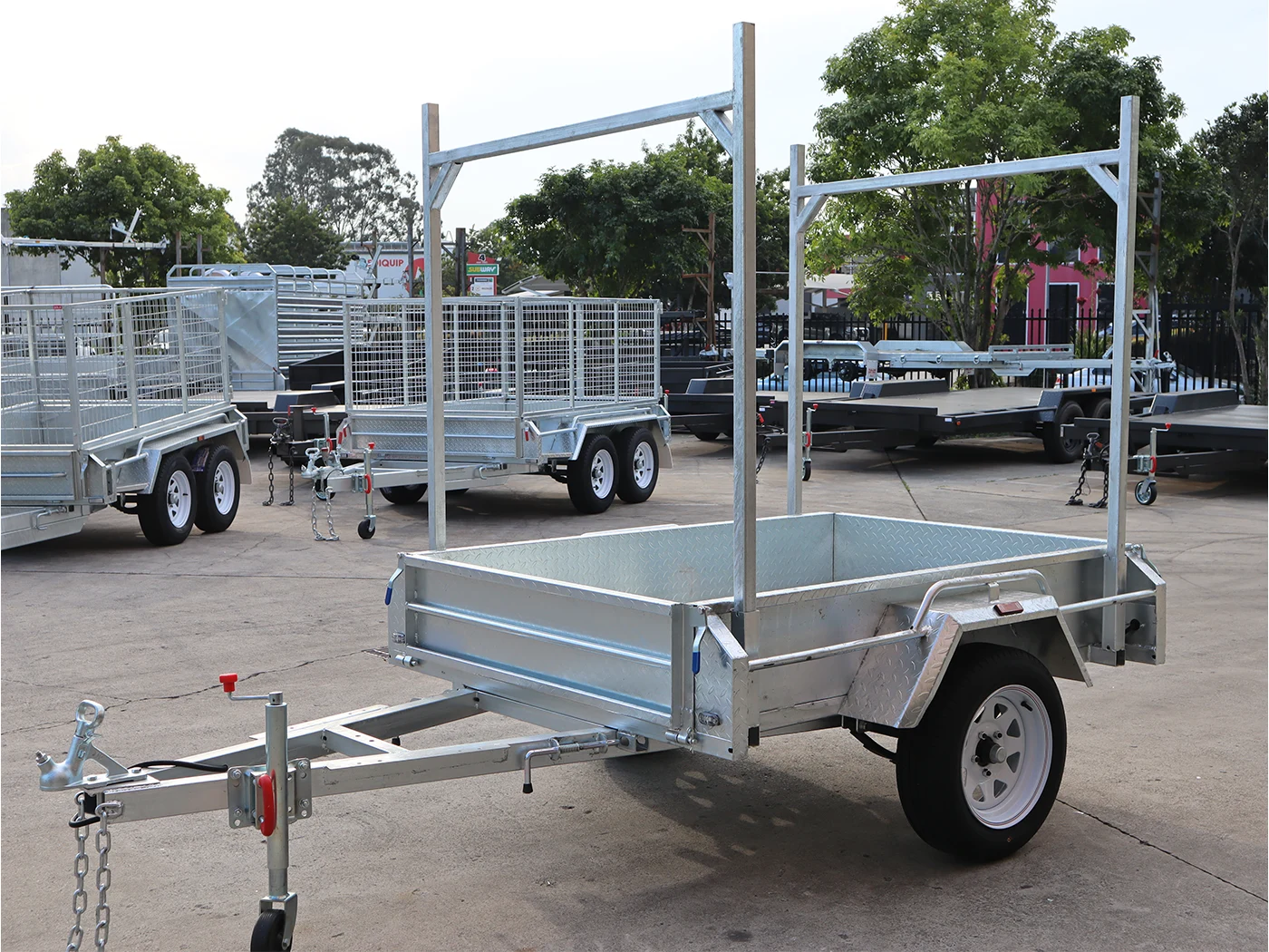 6x4 Galvanised Trailer with Tilt Function | Ladder Racks | Single Axle Galvanised Box Trailer For Sale - Brisbane