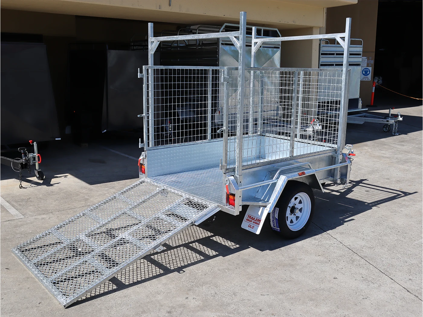 6x4 Galvanised 3ft Cage Trailer with 5ft Drop Down Ramp | Racks & Tilt Function | Trailer for Sale Brisbane