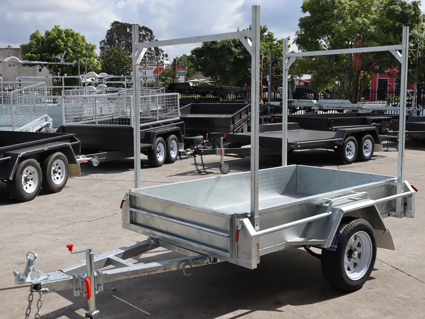 7x4 Galvanised Trailer with Tilt Function | Ladder Racks | Single Axle Galvanised Box Trailer For Sale - Brisbane — image 5