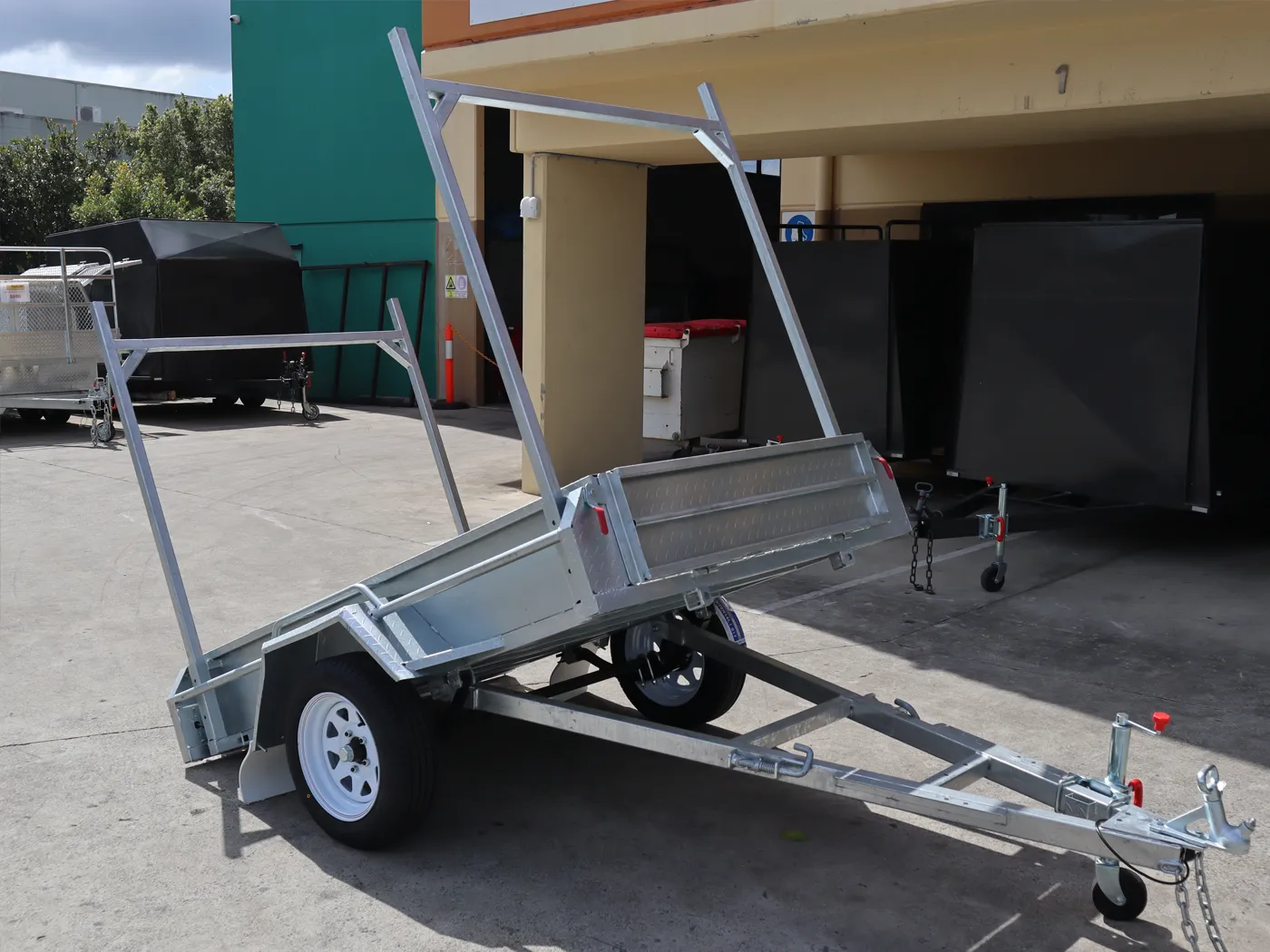 7x4 Galvanised Trailer with Tilt Function | Ladder Racks | Single Axle Galvanised Box Trailer For Sale - Brisbane — image 7