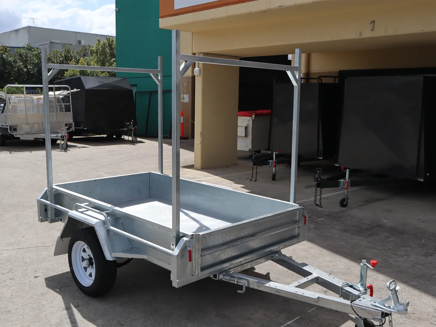 7x4 Galvanised Trailer with Tilt Function | Ladder Racks | Single Axle Galvanised Box Trailer For Sale - Brisbane — image 10