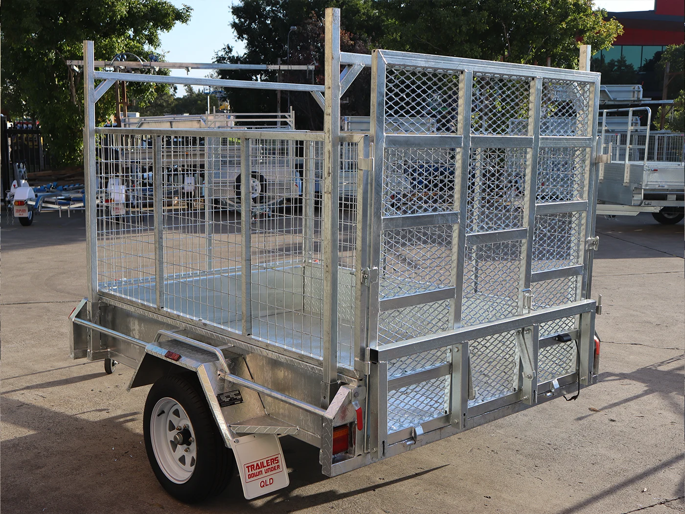 7x5 Galvanised 3ft Cage Trailer with 5ft Drop Down Ramp | Racks & Tilt Function | Trailer for Sale Brisbane — image 2