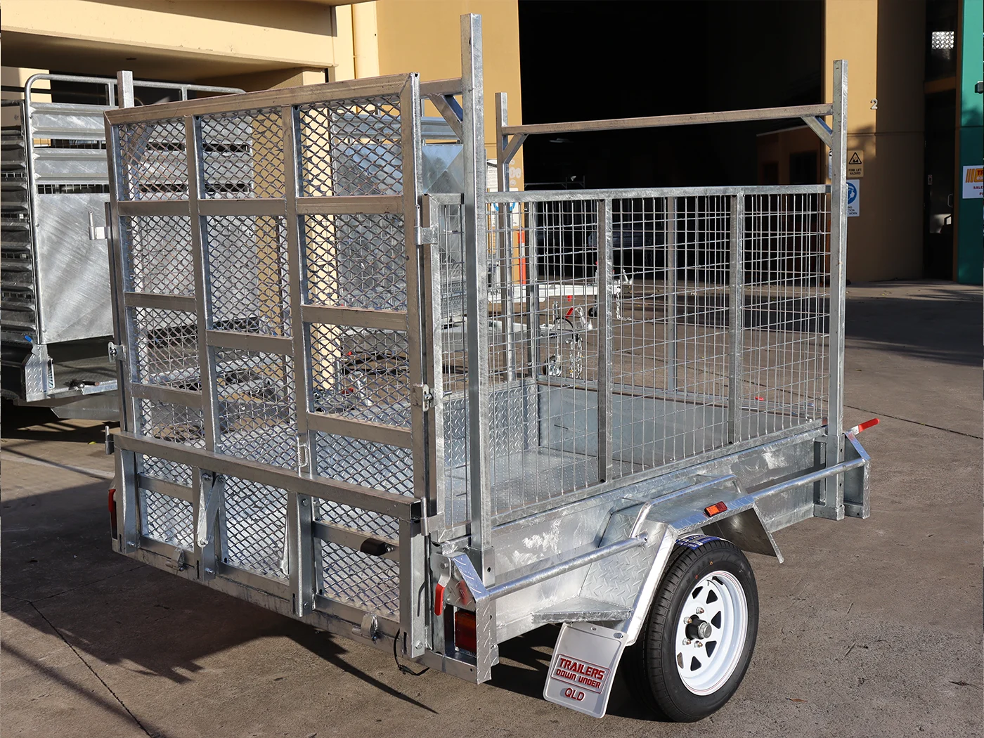 7x5 Galvanised 3ft Cage Trailer with 5ft Drop Down Ramp | Racks & Tilt Function | Trailer for Sale Brisbane — image 9