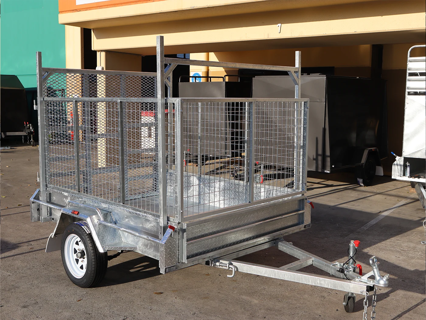 7x5 Galvanised 3ft Cage Trailer with 5ft Drop Down Ramp | Racks & Tilt Function | Trailer for Sale Brisbane — image 8