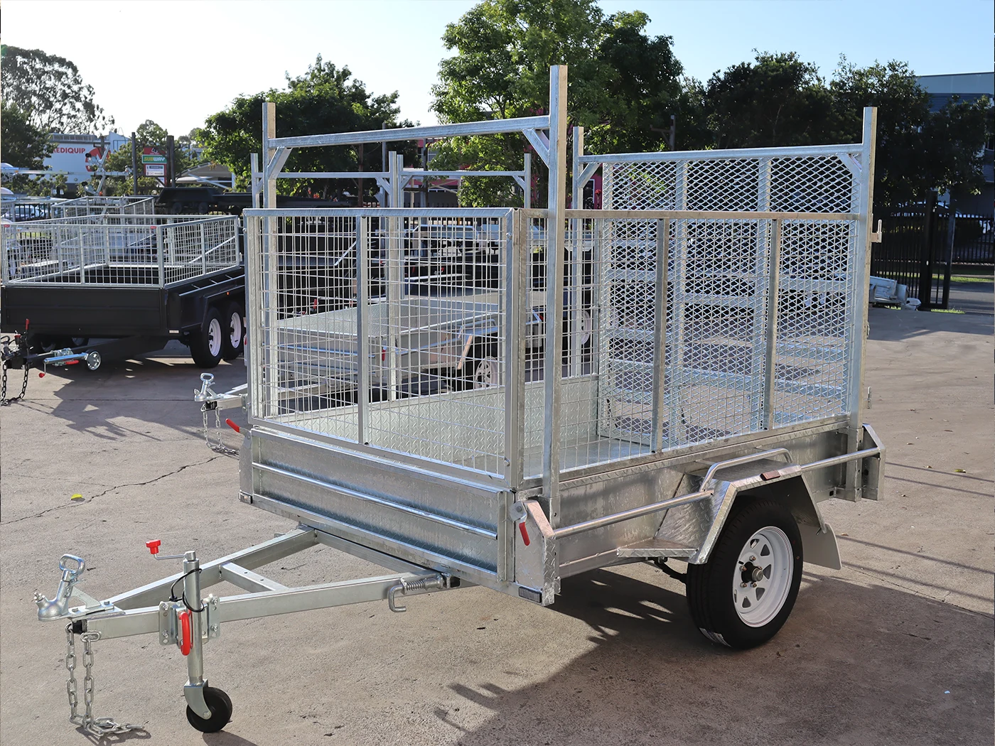 7x5 Galvanised 3ft Cage Trailer with 5ft Drop Down Ramp | Racks & Tilt Function | Trailer for Sale Brisbane — image 6