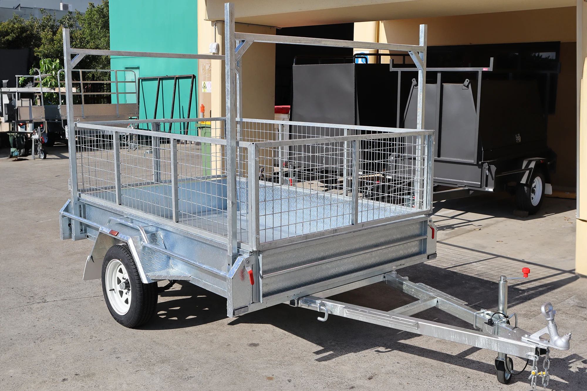 8x5 Galvanised 2ft Cage Trailer with Ladder Racks and Tilt Function for Sale — image 3
