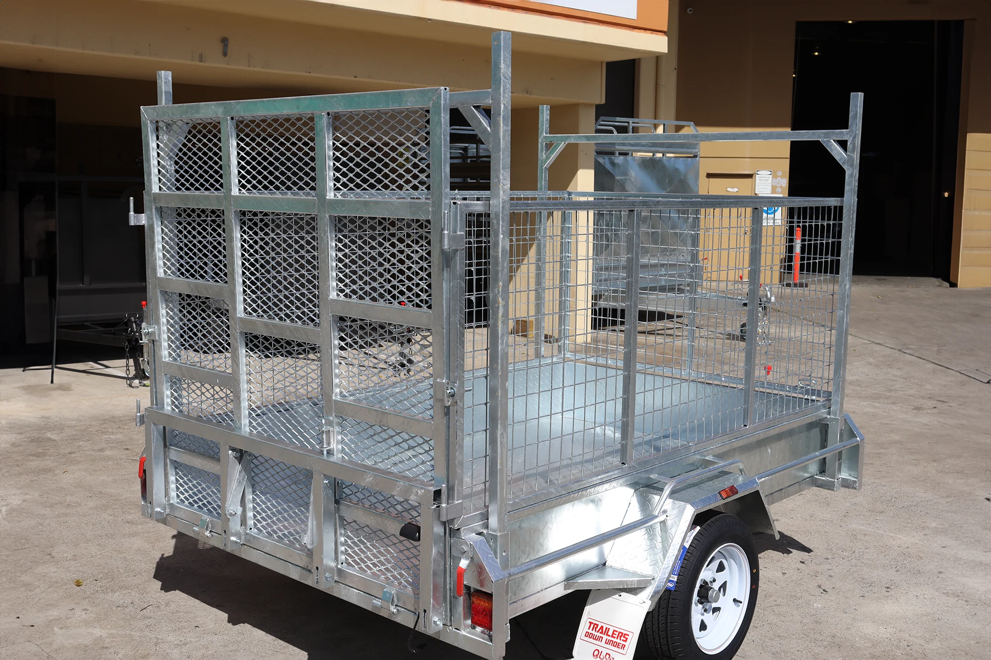 8x5 Galvanised 3ft Cage Trailer with 5ft Drop Down Ramp | Racks & Tilt Function | Trailer for Sale Brisbane — image 3