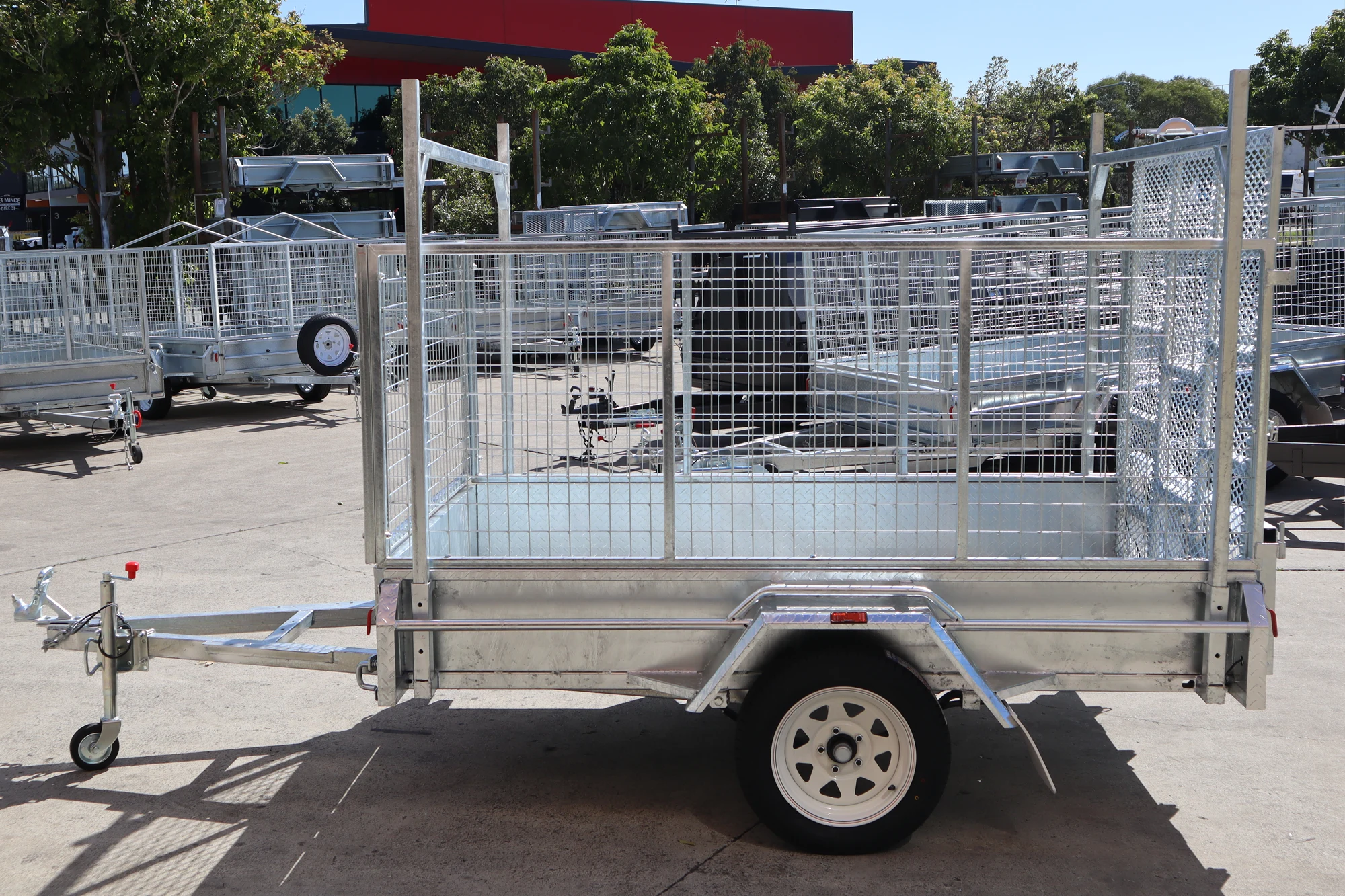8x5 Galvanised 3ft Cage Trailer with 5ft Drop Down Ramp | Racks & Tilt Function | Trailer for Sale Brisbane — image 9
