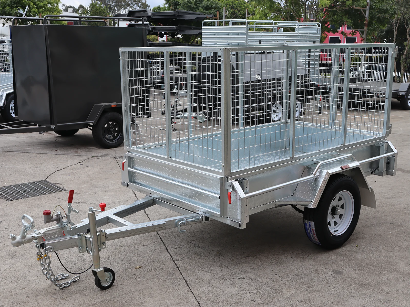7x4 Extra Heavy Duty Single Axle Galvanised Trailer 1.0 Tonne ATM with 3 Ft Cage for Sale in Brisbane
