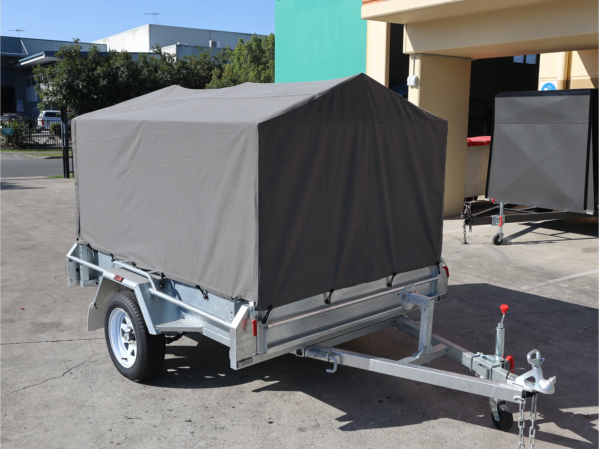 7x5 Heavy Duty Single Axle Galvanised Box Trailer with 3 Ft Cage | Canvas Cover for Sale in Brisbane