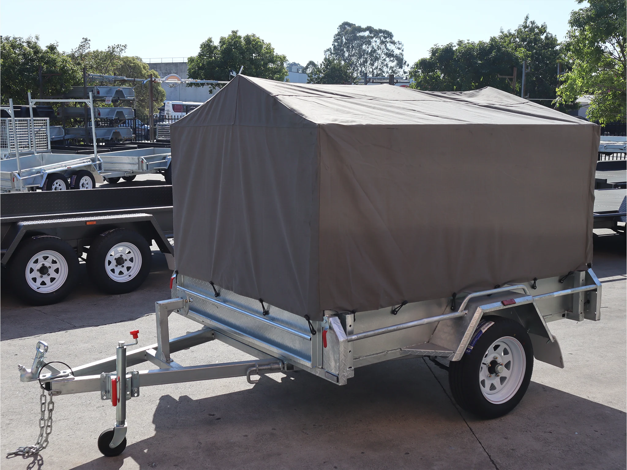 7x5 Heavy Duty Single Axle Galvanised Box Trailer with 3 Ft Cage | Canvas Cover for Sale in Brisbane — image 2
