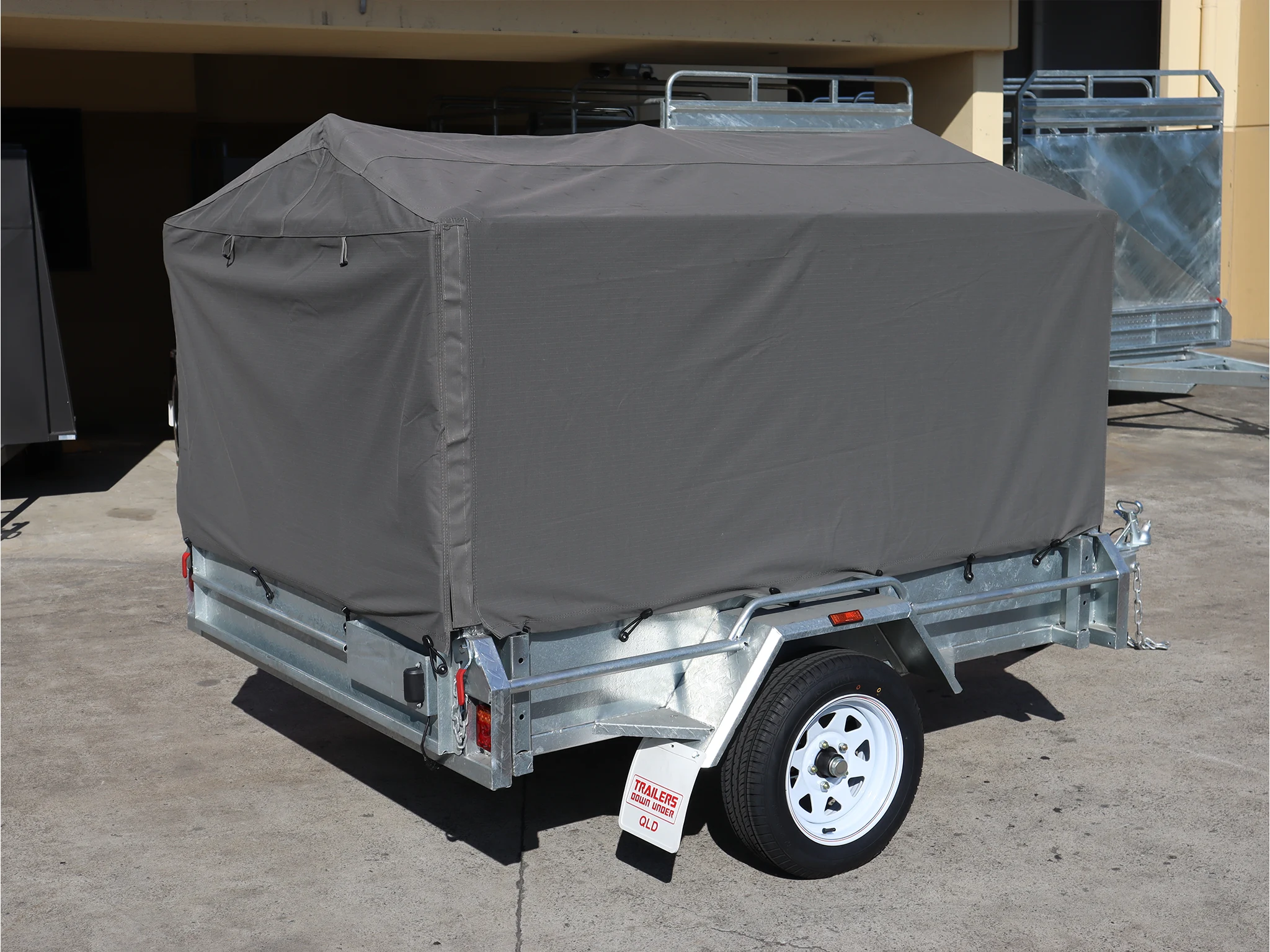 7x5 Heavy Duty Single Axle Galvanised Box Trailer with 3 Ft Cage | Canvas Cover for Sale in Brisbane — image 4