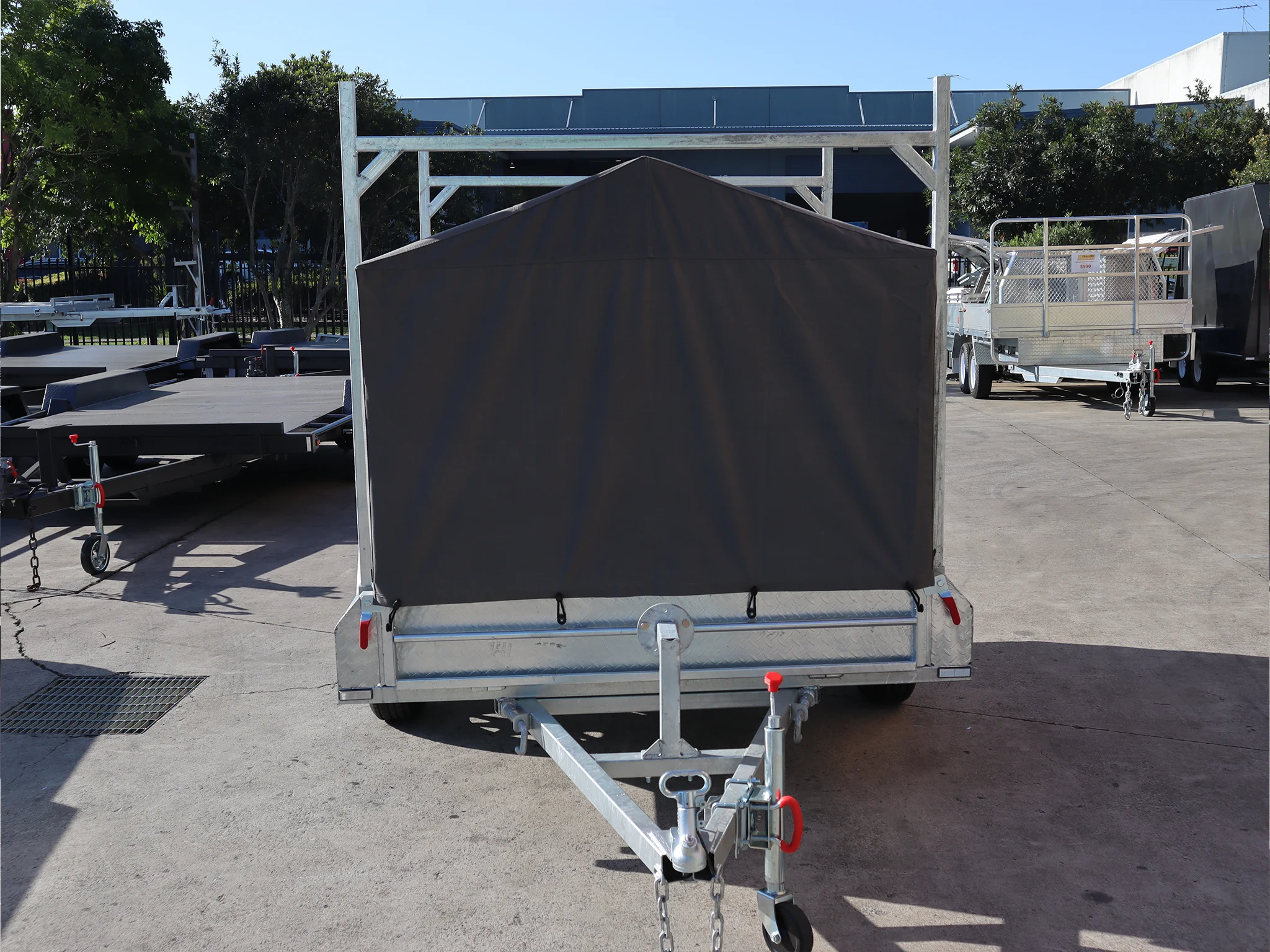 7x5 Heavy Duty Single Axle Galvanised Box Trailer with 3 Ft Cage | Canvas Cover | Racks for Sale in Brisbane — image 9
