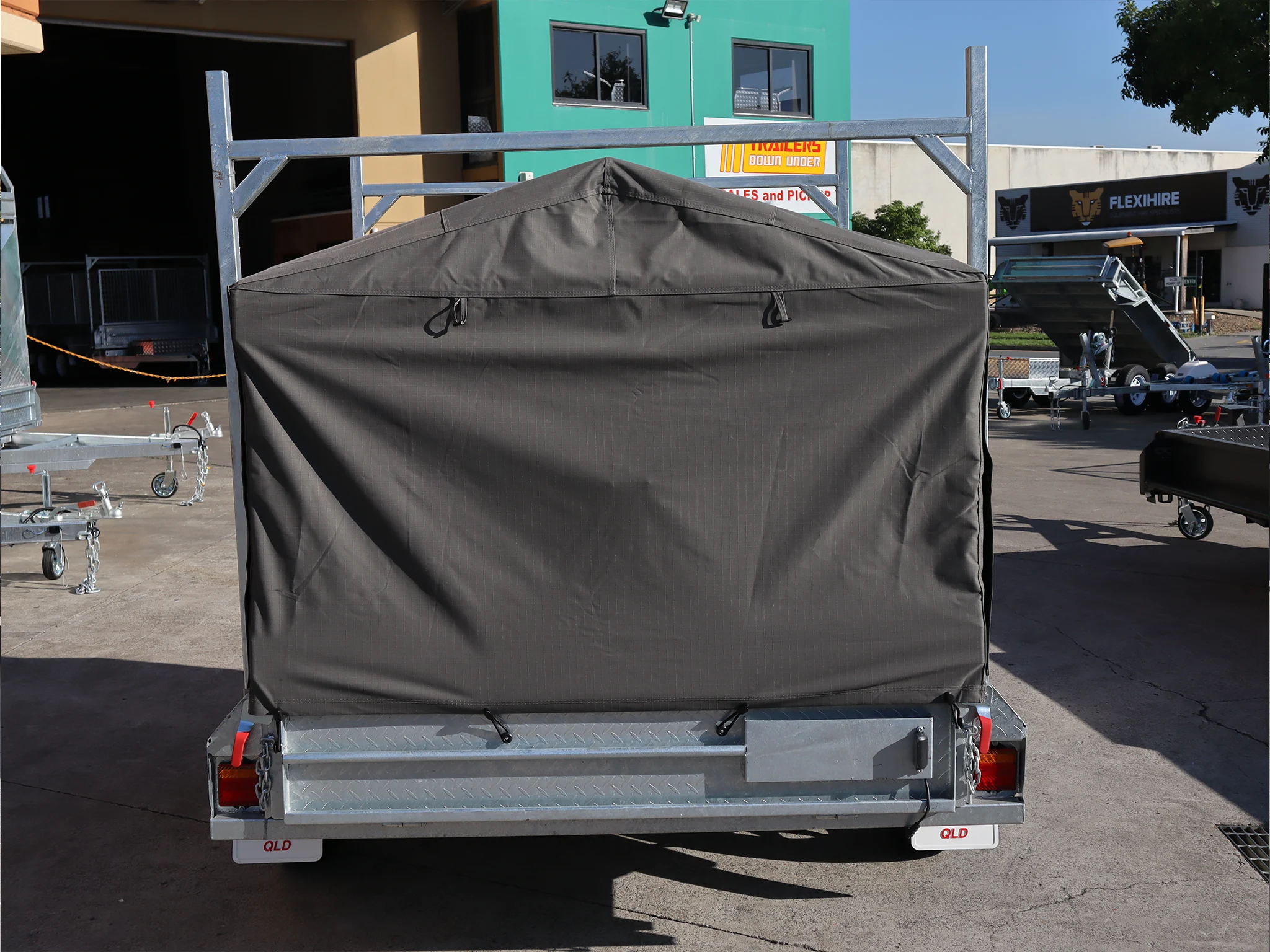 7x5 Heavy Duty Single Axle Galvanised Box Trailer with 3 Ft Cage | Canvas Cover | Racks for Sale in Brisbane — image 6