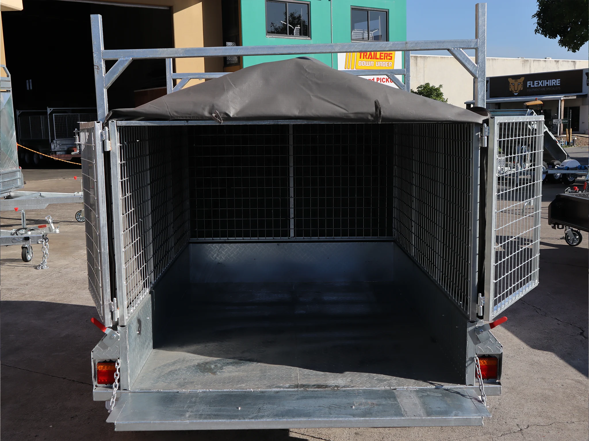 7x5 Heavy Duty Single Axle Galvanised Box Trailer with 3 Ft Cage | Canvas Cover | Racks for Sale in Brisbane — image 4