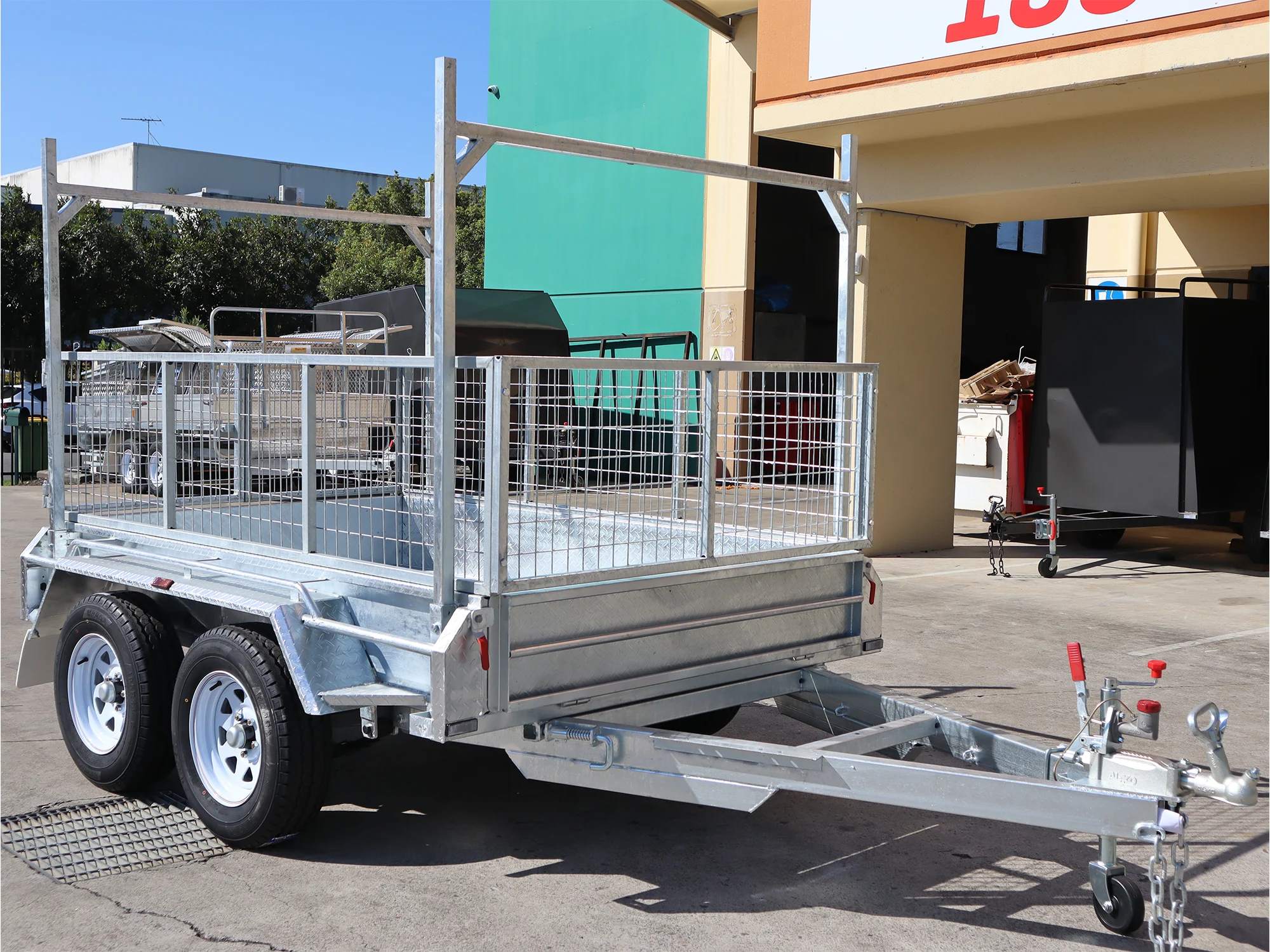 8x5 Galvanised Cage Trailer For Sale with Racks and 2ft Cage