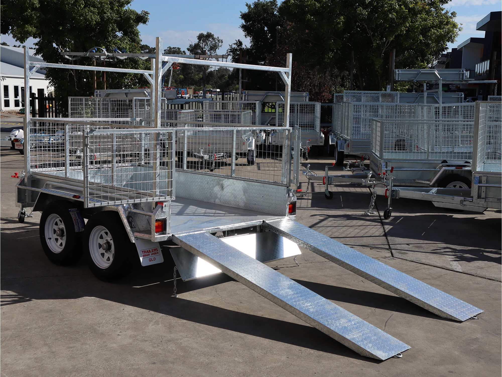 8x5 Galvanised Cage Trailer For Sale with 2ft Cage Racks and Ramps — image 12