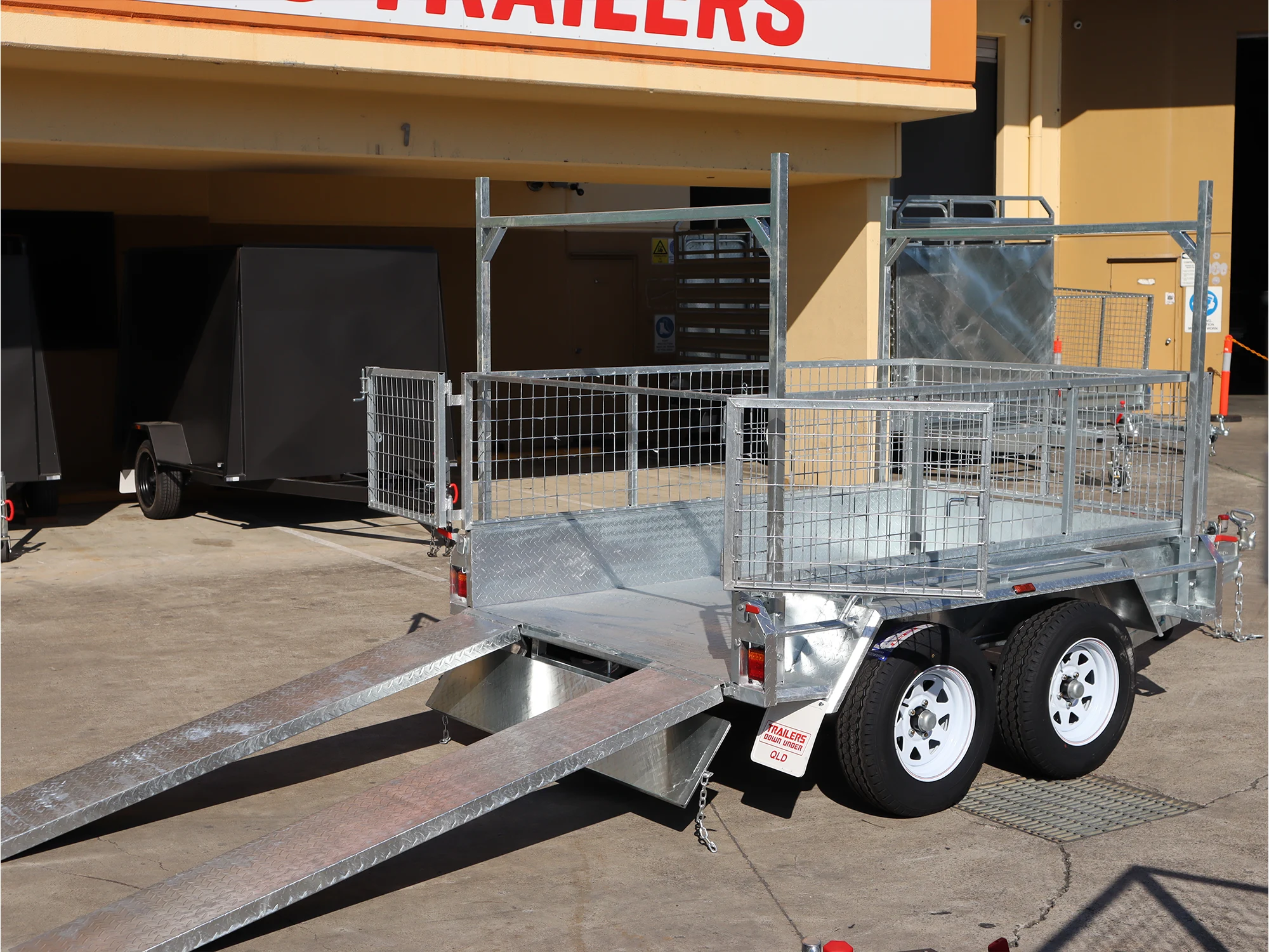 8x5 Galvanised Cage Trailer For Sale with 2ft Cage Racks and Ramps — image 14