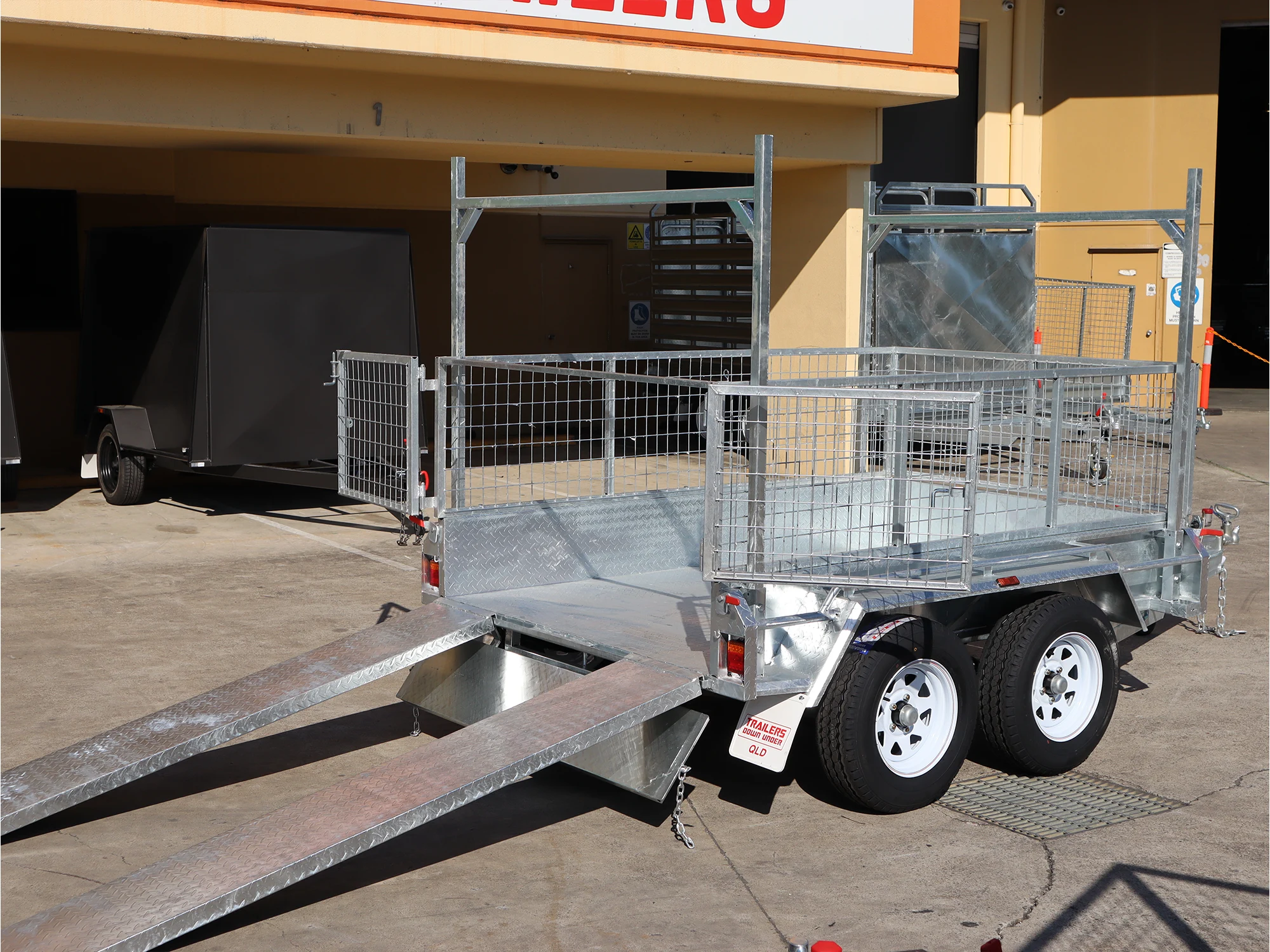 8x5 Galvanised Cage Trailer For Sale with 2ft Cage Racks and Ramps — image 15