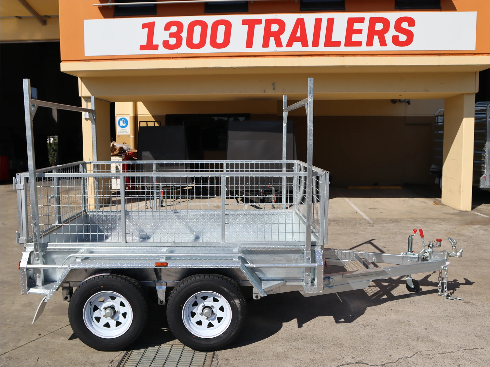 8x5 Galvanised Cage Trailer For Sale with 2ft Cage Racks and Ramps — image 5