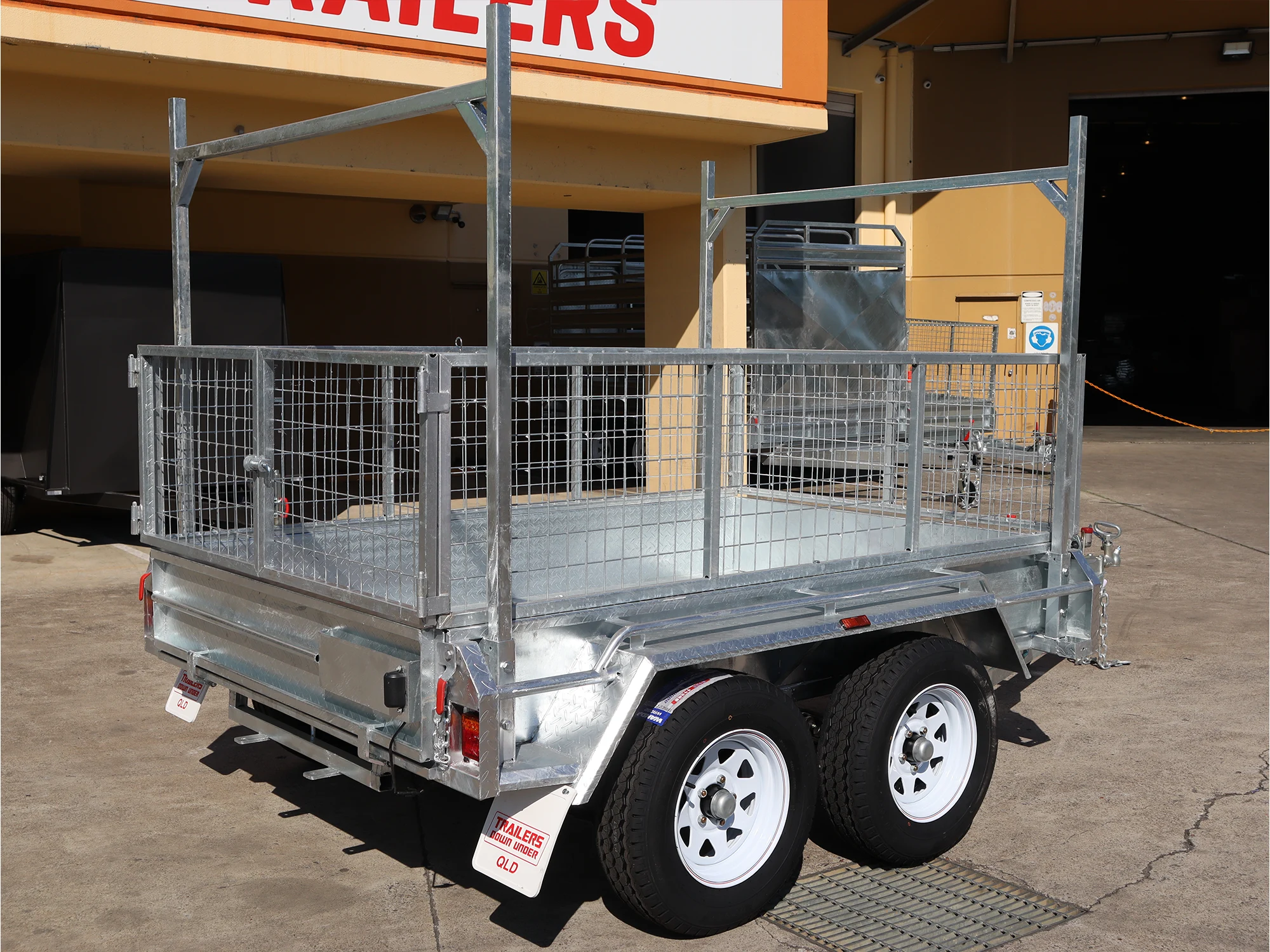 8x5 Galvanised Cage Trailer For Sale with 2ft Cage Racks and Ramps — image 6