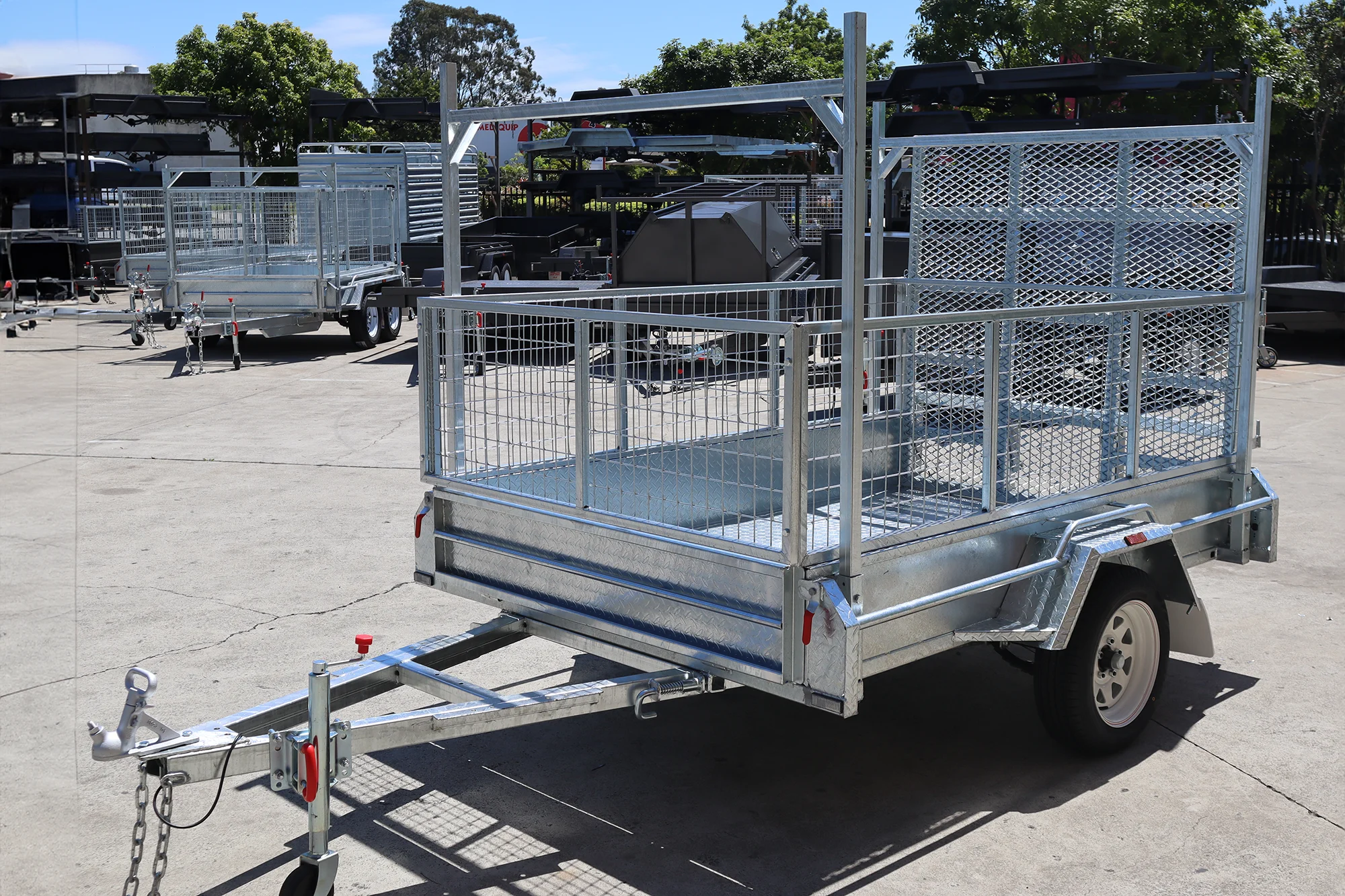 8x5 Galvanised 2ft Cage Trailer with 5ft Drop Down Ramp | Racks & Tilt Function | Trailer for Sale Brisbane — image 11