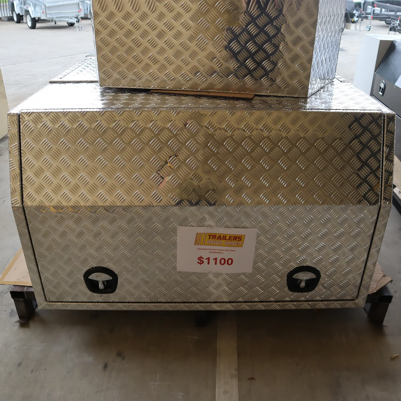 Aluminium Checkerplate Toolbox with 2 Drawers