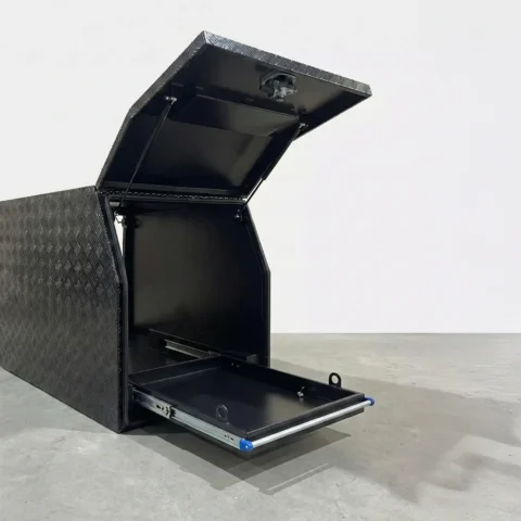 Gullwing Toolbox Canopy in Black Checker Plate – Ideal Trailer Fit – Brisbane — image 2