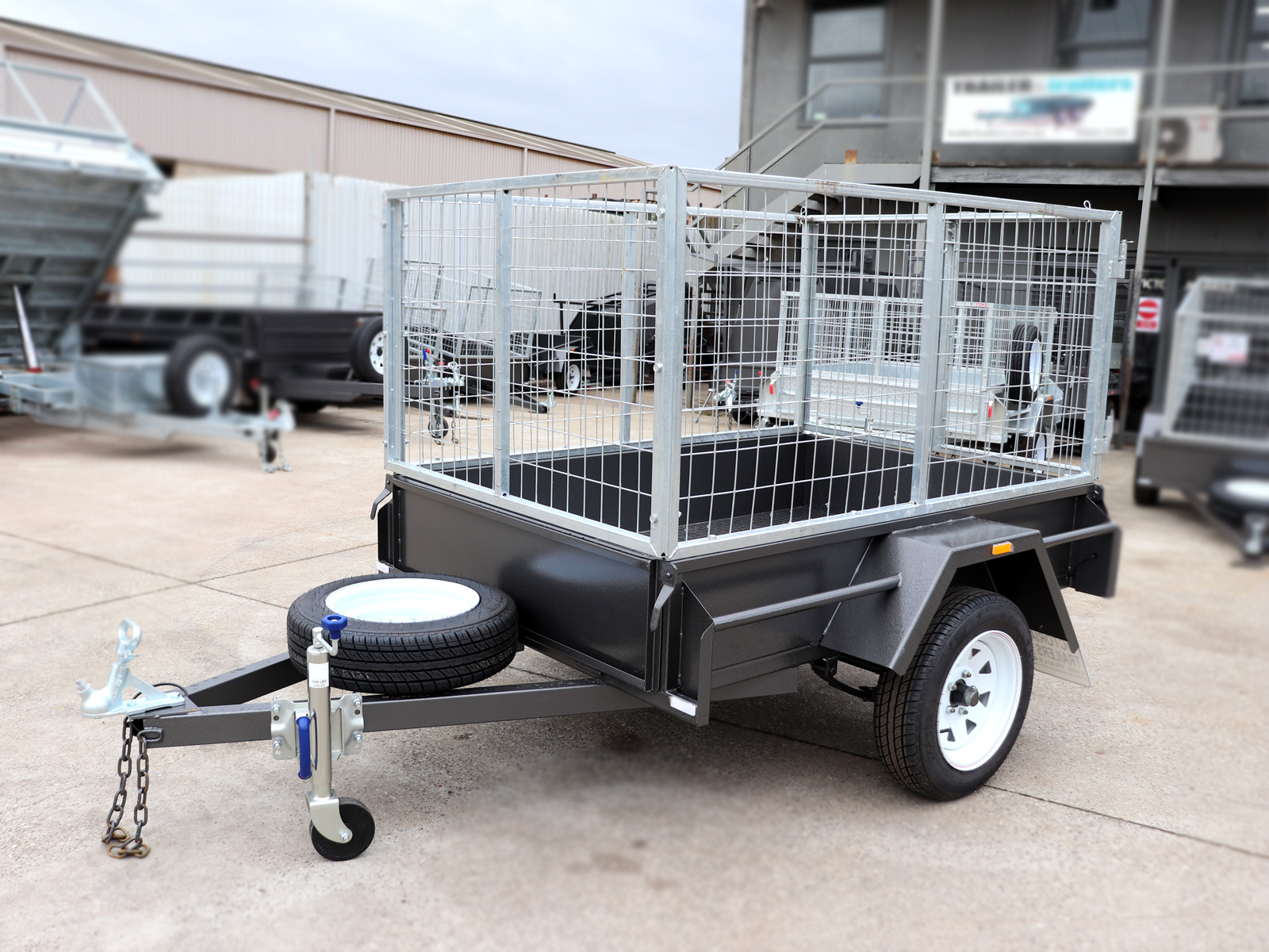 6x4 Domestic Heavy Duty Box Trailer For Sale | Checker Plate Floor | 3ft (900mm) Galvanised Cage