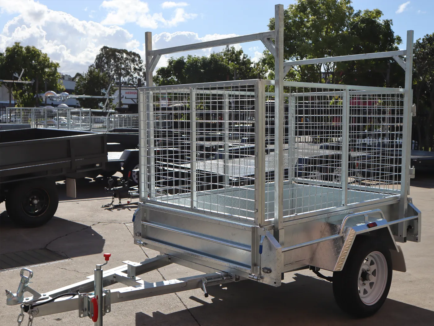 6x4 Galvanised 3ft Cage Trailer for Sale with Ladder Racks and Tilt Function — image 2