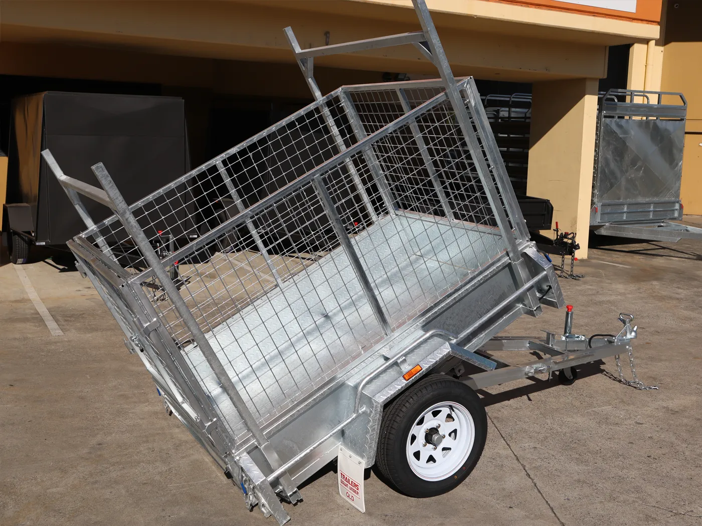6x4 Galvanised 3ft Cage Trailer for Sale with Ladder Racks and Tilt Function — image 13