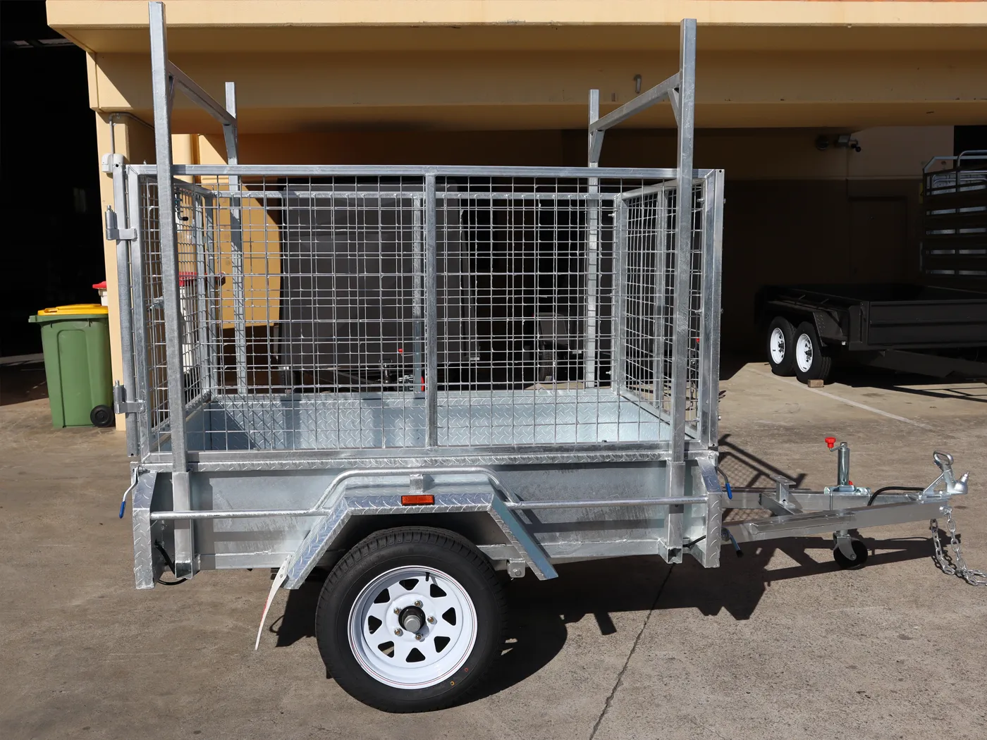 6x4 Galvanised 3ft Cage Trailer for Sale with Ladder Racks and Tilt Function — image 5