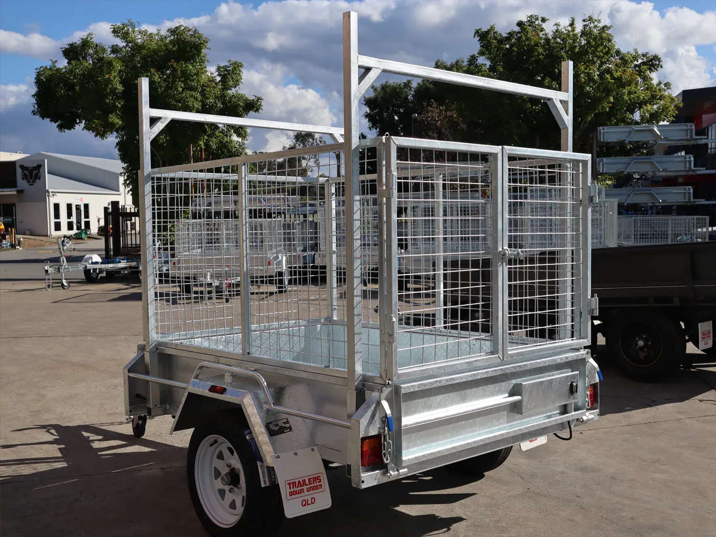 6x4 Galvanised 3ft Cage Trailer for Sale with Ladder Racks and Tilt Function