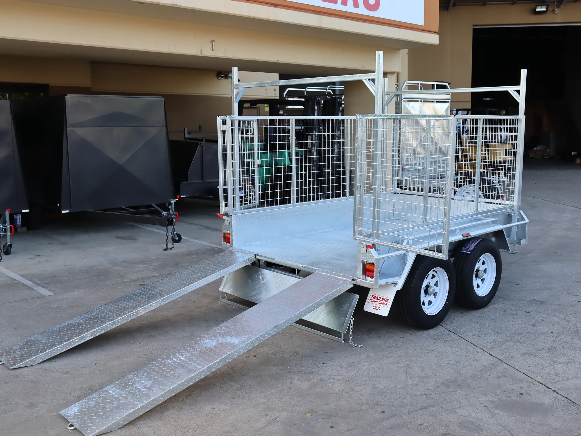 8x5 Galvanised Cage Trailer For Sale with 3ft Cage, Racks, Ramps on Special