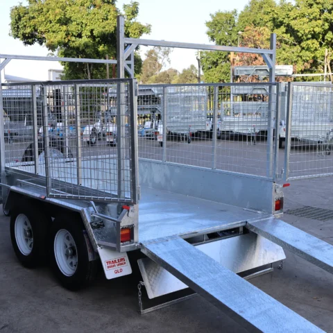 8x5 Galvanised Cage Trailer For Sale with 3ft Cage, Racks, Ramps on Special — image 3