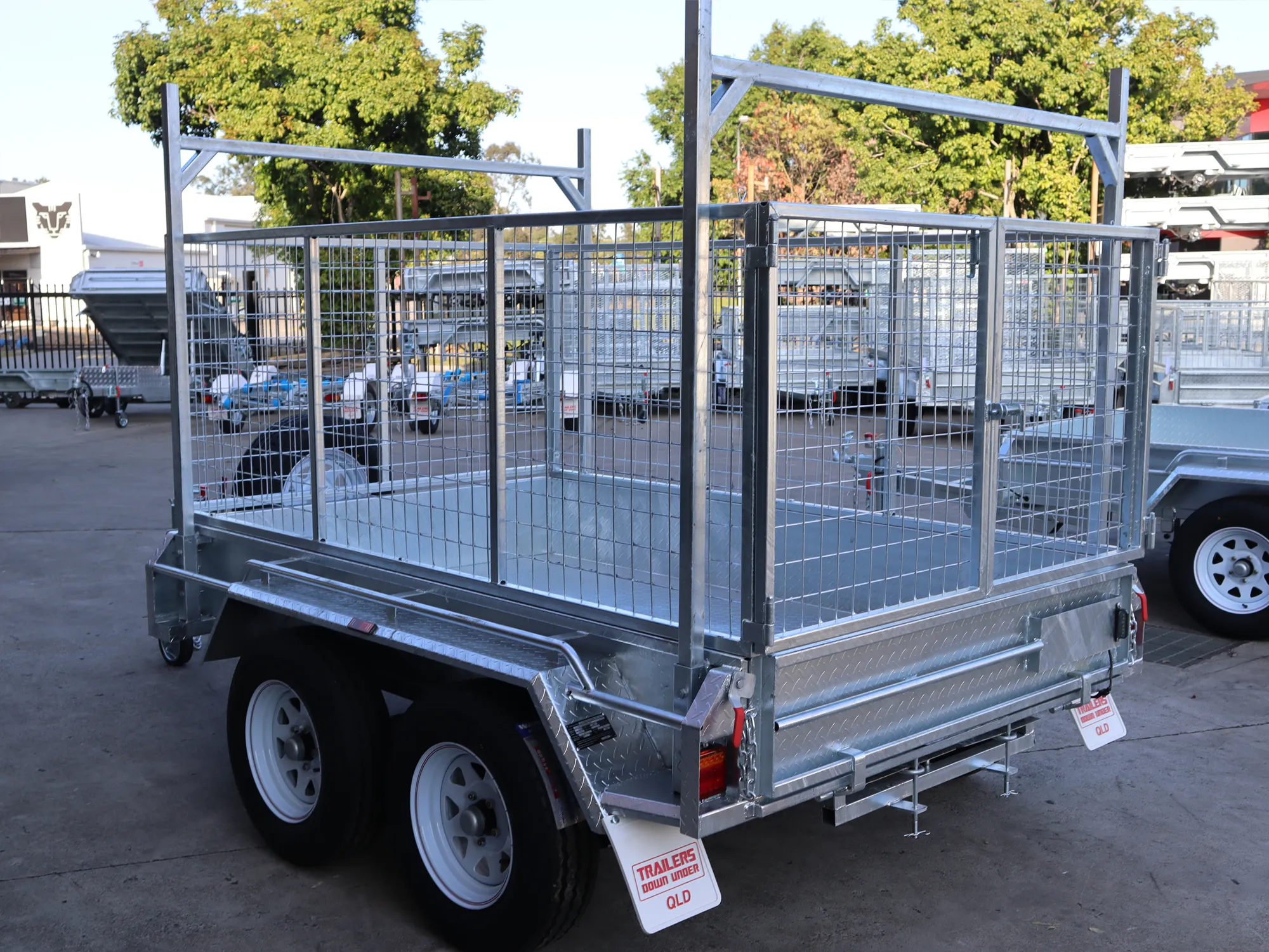 8x5 Galvanised Cage Trailer For Sale with 3ft Cage, Racks, Ramps on Special — image 4