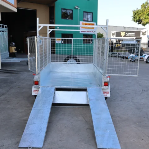 8x5 Galvanised Cage Trailer For Sale with 3ft Cage, Racks, Ramps on Special — image 2